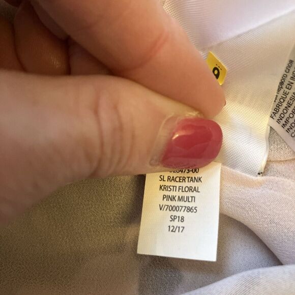 Banana Republic Floral Tank Top Black Pink Size S Sleeveless Racer Back T Strap - Picture 7 of 10